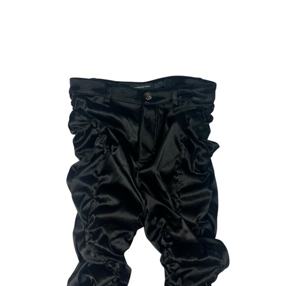 Maniere De Voir Ruched Satin Trousers Pants Size 6 US Black Cinch Skinny - Picture 8 of 15